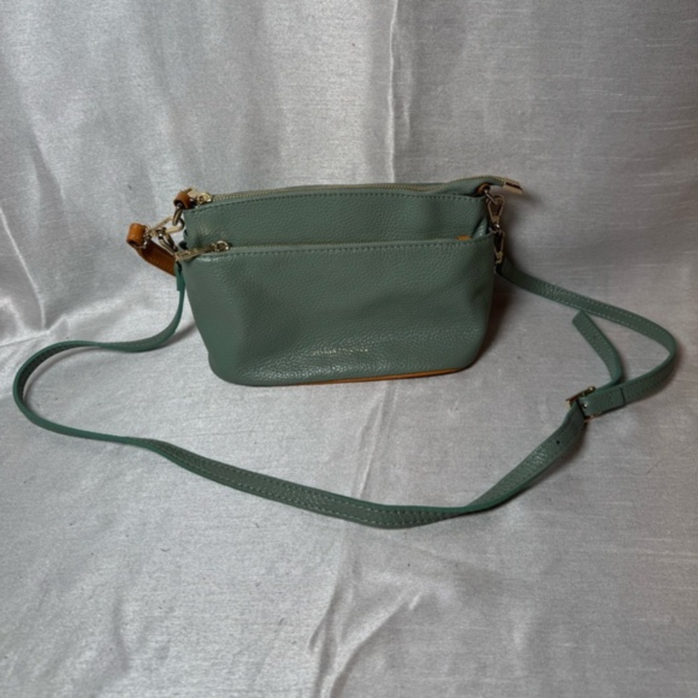 Divina Firenze Green Leather Crossbody Bag made‎ in Italy purse
